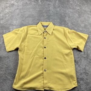 Lavana USA Shirt Buttons Womens 10 Yellow Short Sleeve